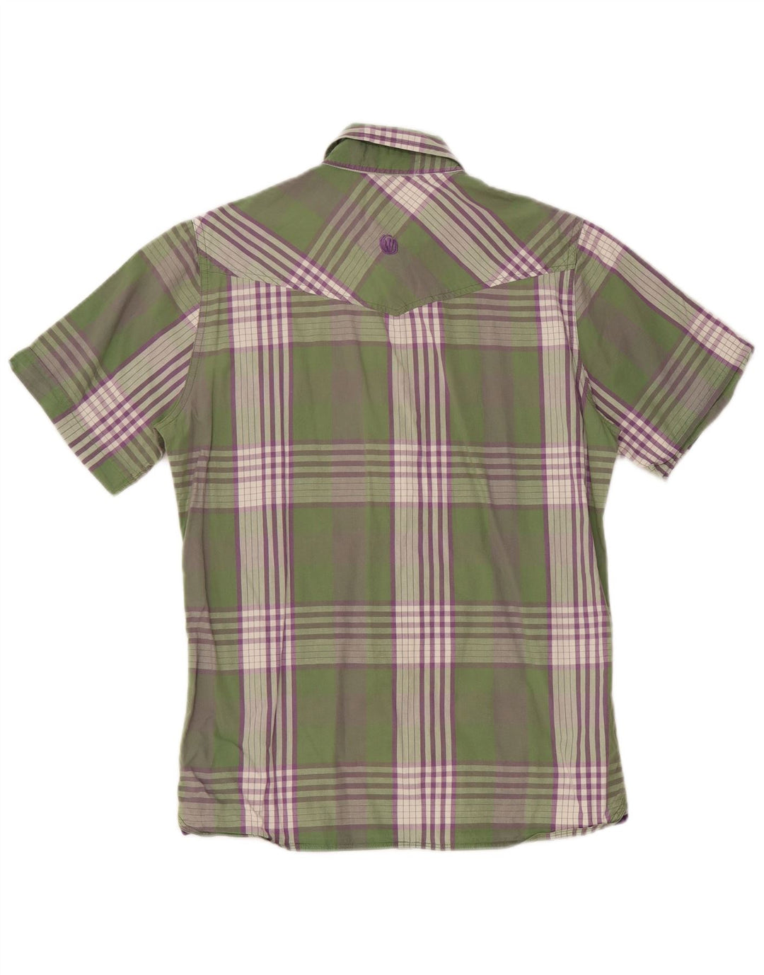 FAT FACE Camicia a maniche corte da uomo in cotone scozzese piccolo verde
