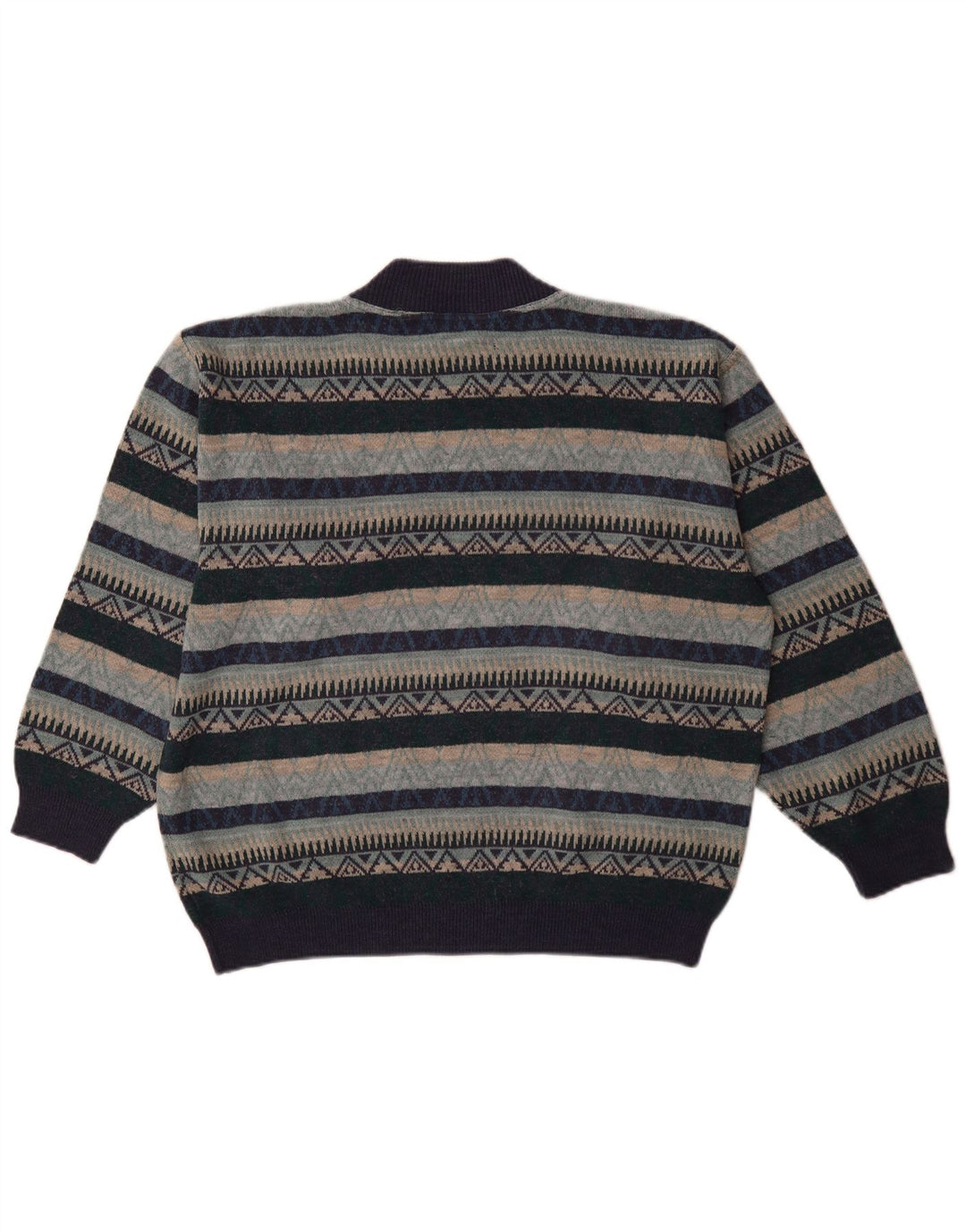 Maglione vintage da uomo con collo alto e maglione XL blu navy geometrico