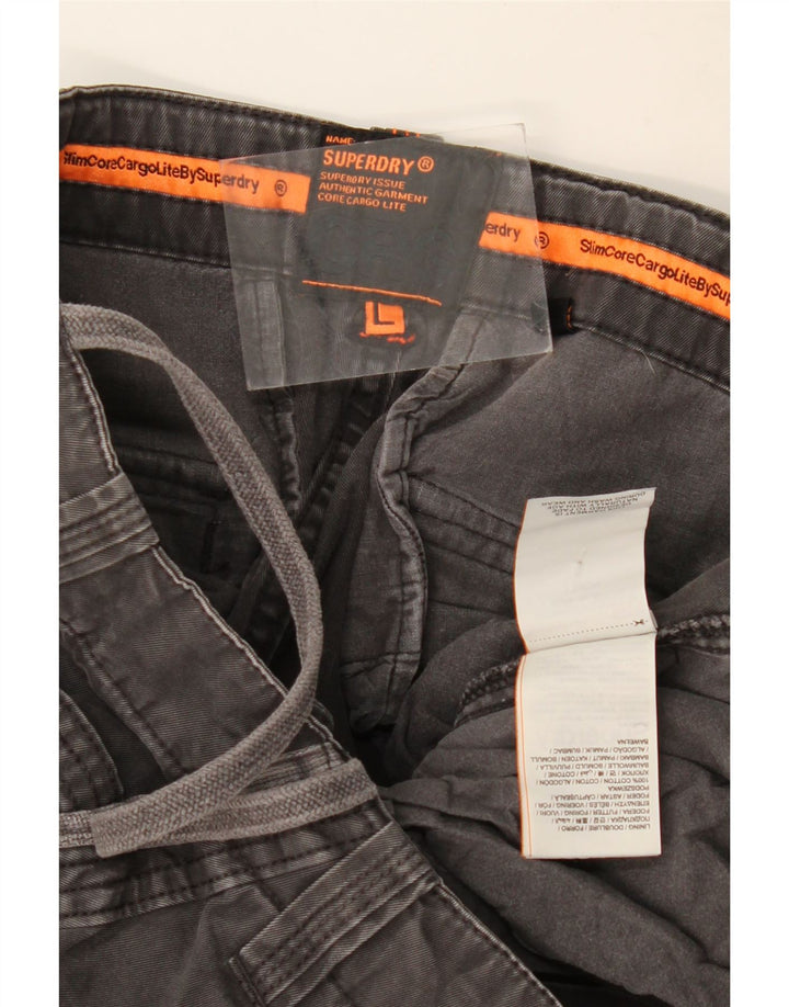 Pantaloni cargo slim da uomo SUPERDRY grandi W36 L33 cotone grigio