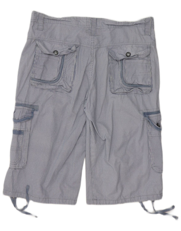 Pantaloncini Cargo Vintage da Uomo 2XL W40 Cotone Blu a Righe Sottili