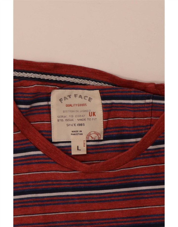 T-shirt da uomo Fat Face Top in cotone a righe rosse grandi