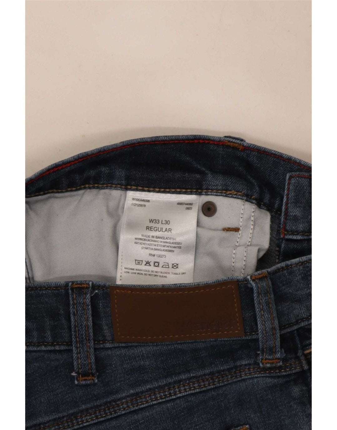 Jeans dritti regolari da uomo Wrangler W33 L30 cotone blu