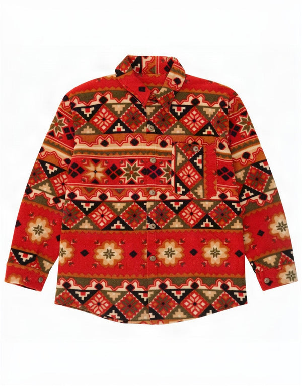 Giacca in pile vintage da uomo UK 42 XL rossa geometrica