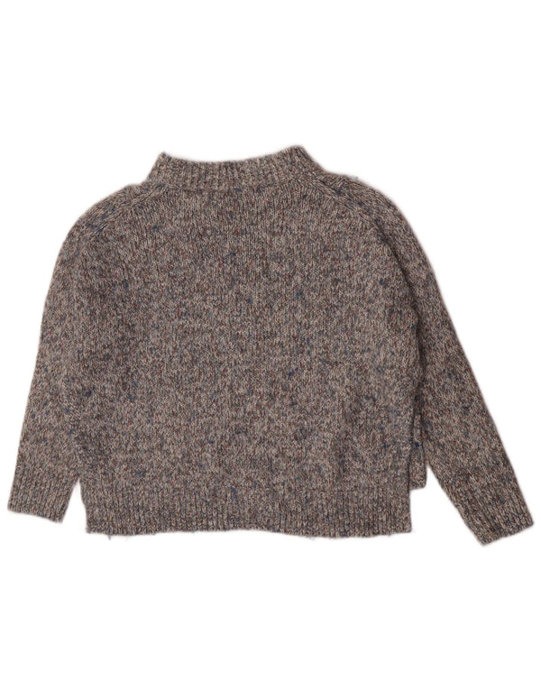 Maglione maglione collo alto da donna vestibilità comoda UK 6 XS grigio chiazzato