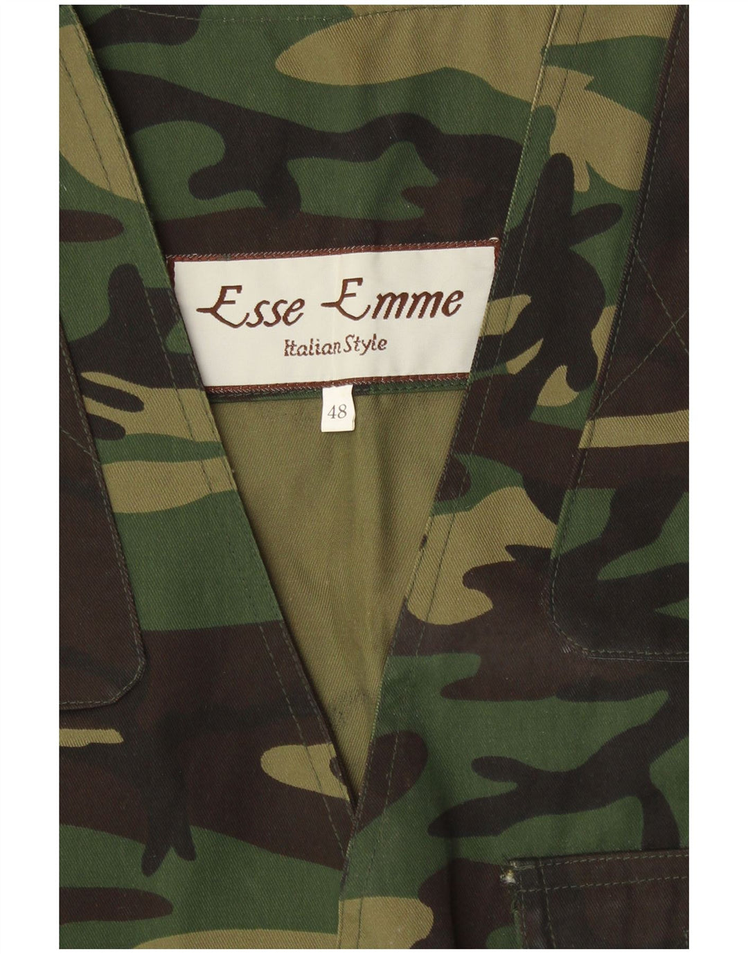 Gilet utility da uomo vintage IT 48 Esercito di poliestere mimetico verde medio