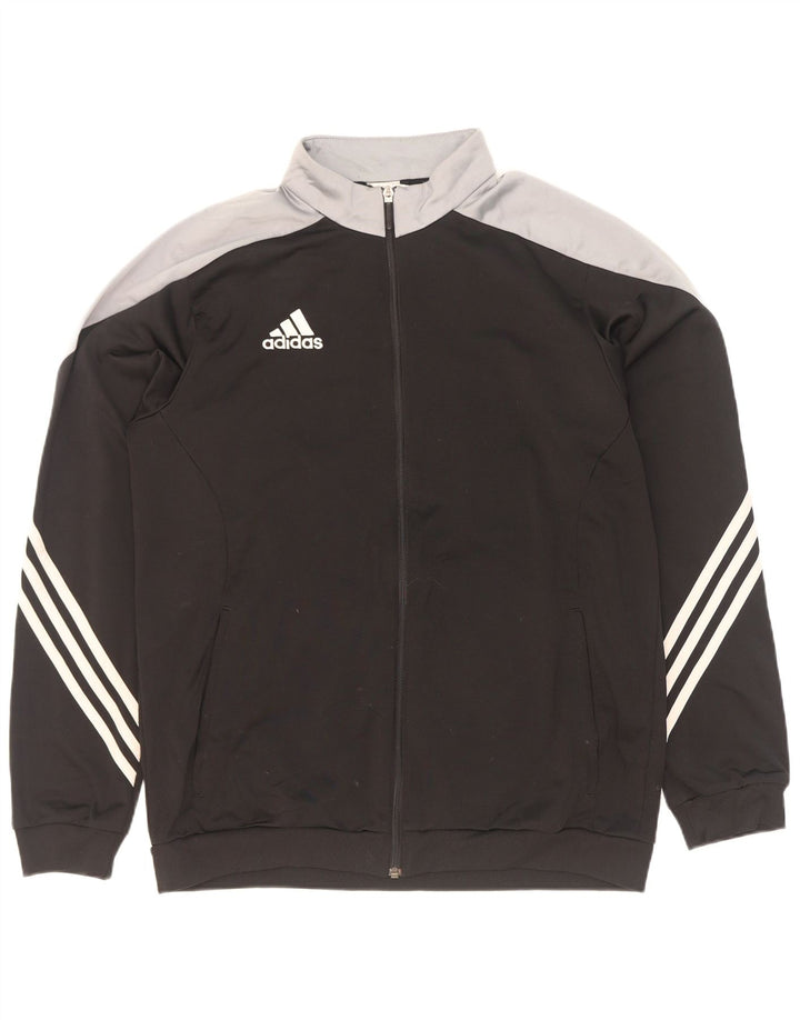 Giacca da ginnastica da uomo Adidas, giacca grande, in poliestere color block nero