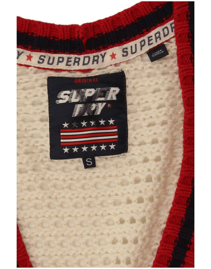 Maglione cardigan oversize da donna Superdry UK 10 Small White Colourblock