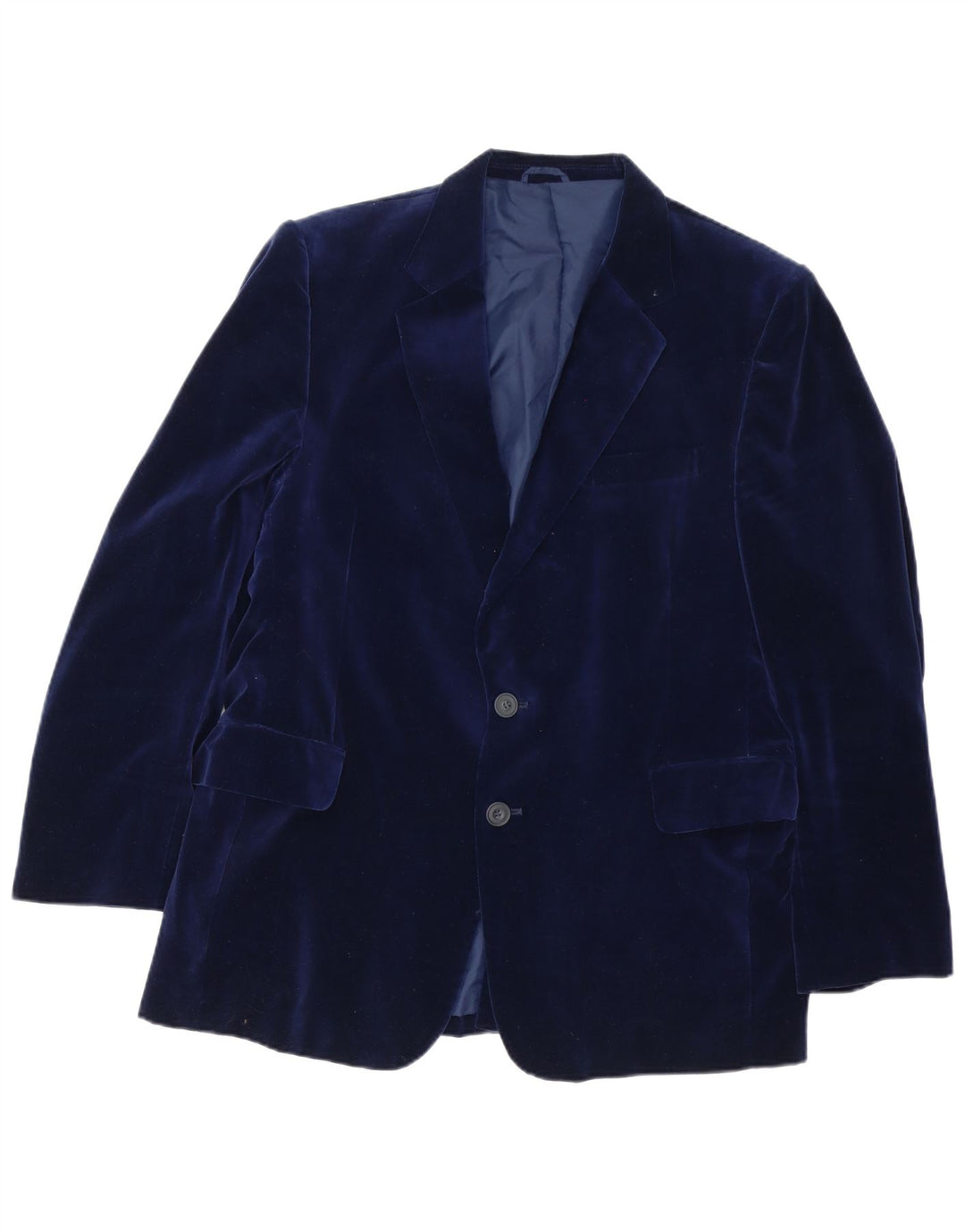 Giacca blazer vintage da uomo in velluto a 2 bottoni IT 46 piccola in cotone blu navy