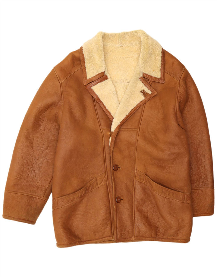 Giacca in shearling vintage da uomo UK 42 XL Shearling marrone