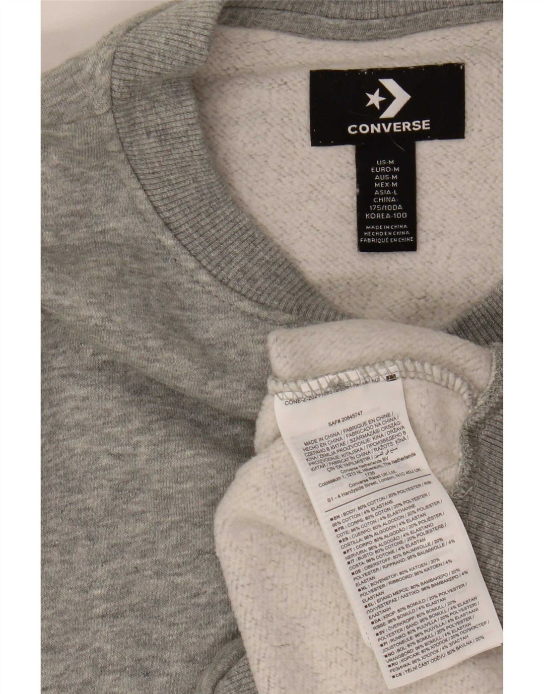 Felpa con grafica Converse da uomo dei Peanuts, in cotone grigio medio