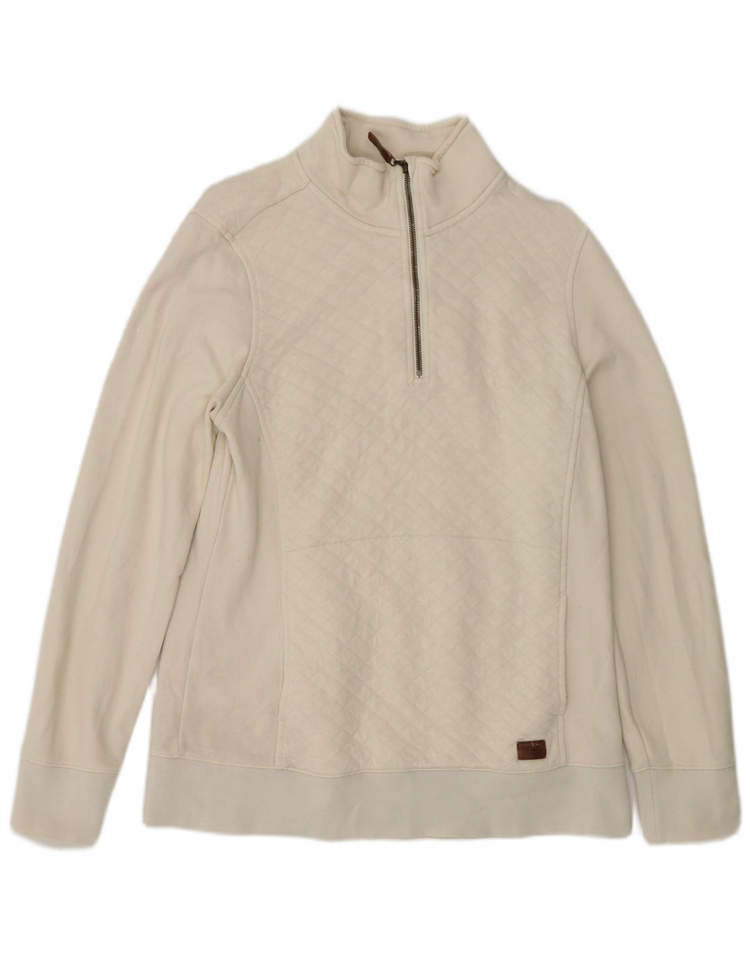 Felpa da donna oversize con collo con zip L.L.Bean, maglione UK 10 piccolo bianco