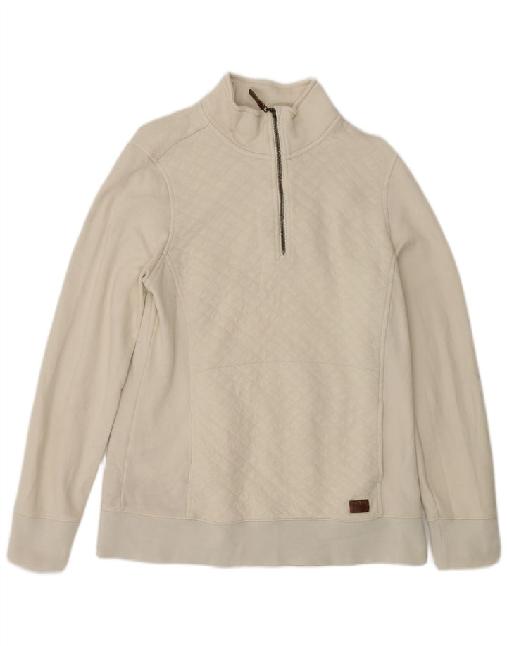 Felpa da donna oversize con collo con zip L.L.Bean, maglione UK 10 piccolo bianco