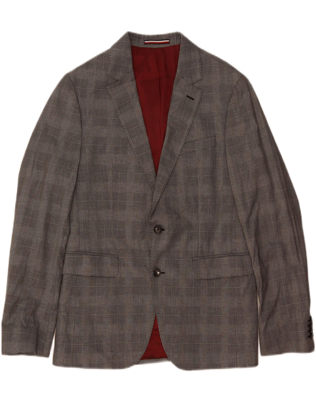 Giacca blazer a 2 bottoni sartoriale da uomo Tommy Hilfiger IT 48 a quadri grigio medio