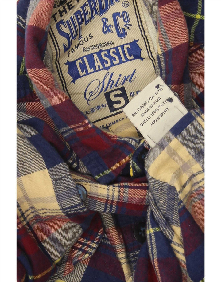 Camicia da uomo in flanella Superdry a quadri piccoli in cotone multicolore