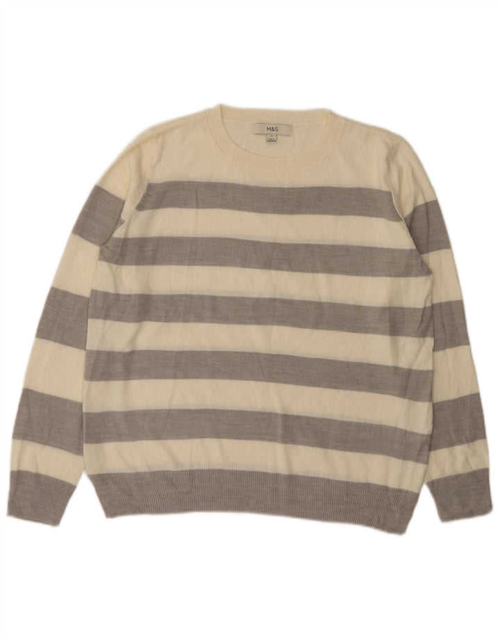 Maglione maglione girocollo da donna Marks & Spencer UK 12 grigio medio a righe