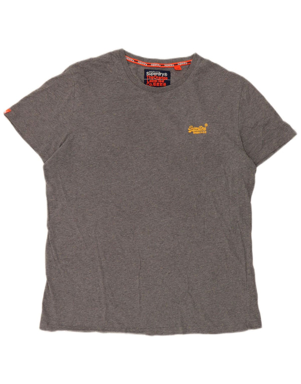 Superdry Mens T-Shirt Top 2XL Grey Flecked Cotton