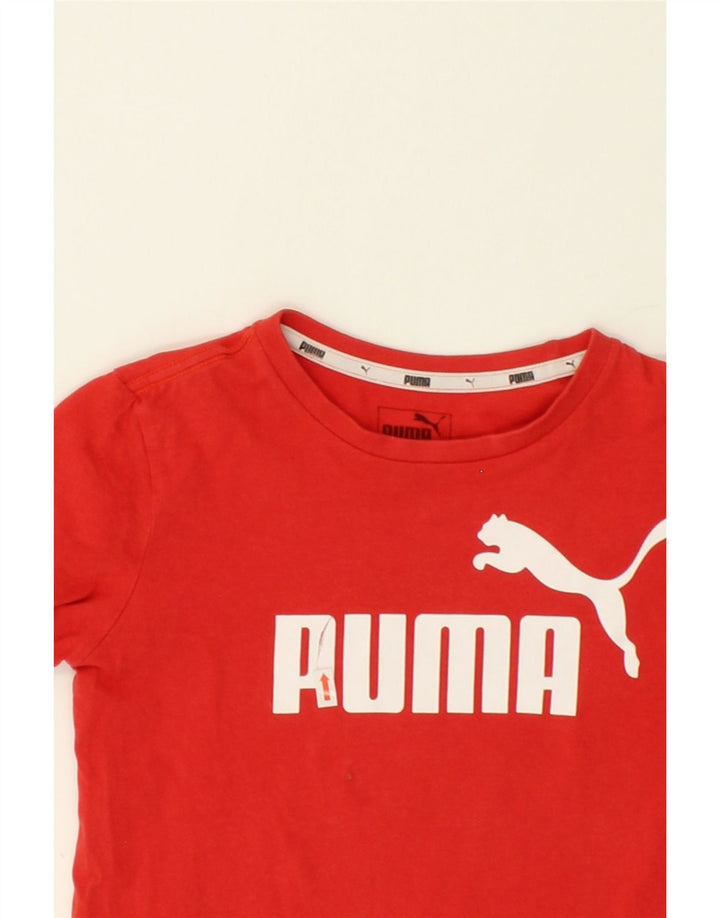 PUMA Boys Graphic T-Shirt Top 9-10 Medium Red Cotton Vintage Puma and Second-Hand Puma from Messina Hembry 