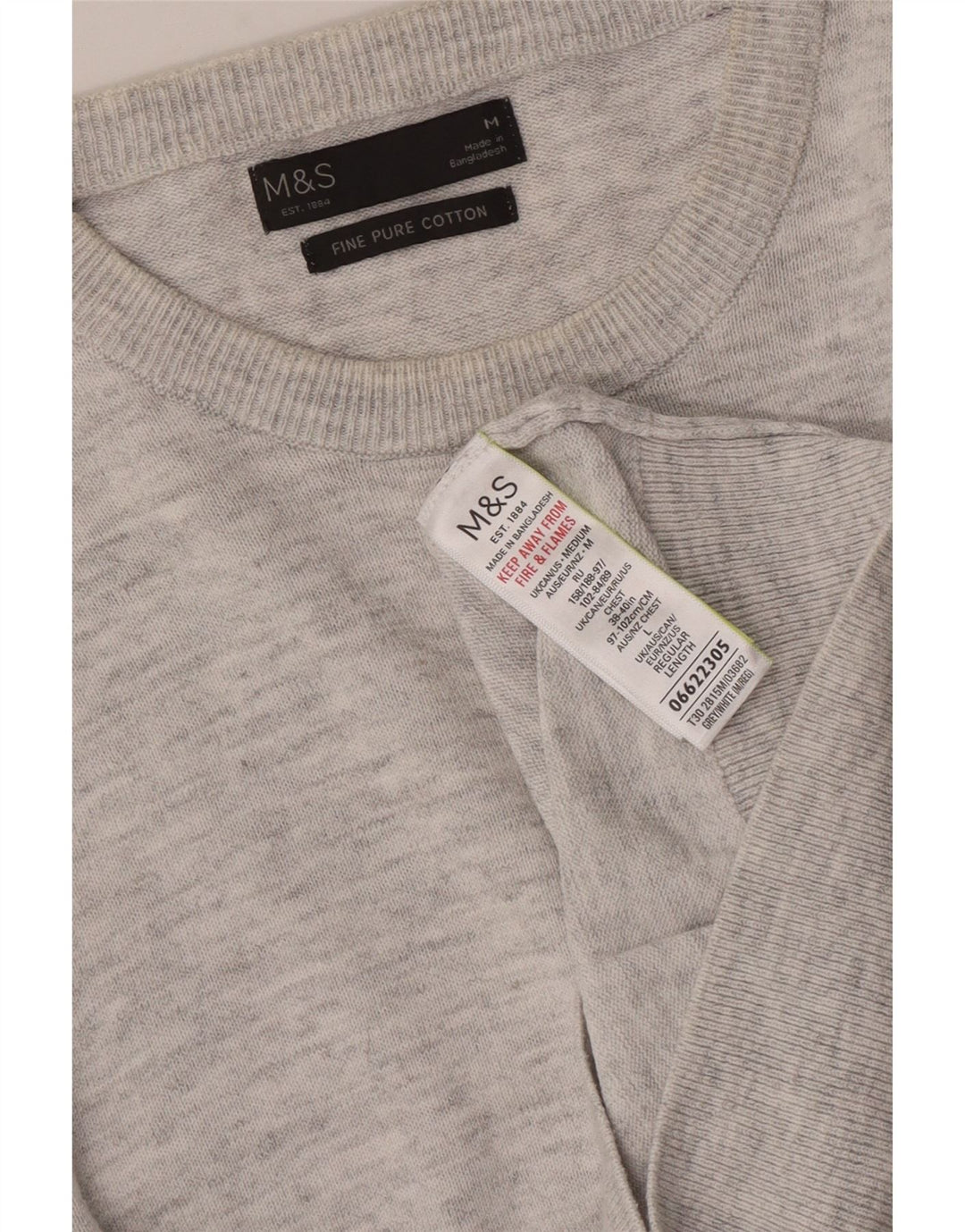 Maglione maglione girocollo da uomo Marks & Spencer in cotone screziato grigio medio