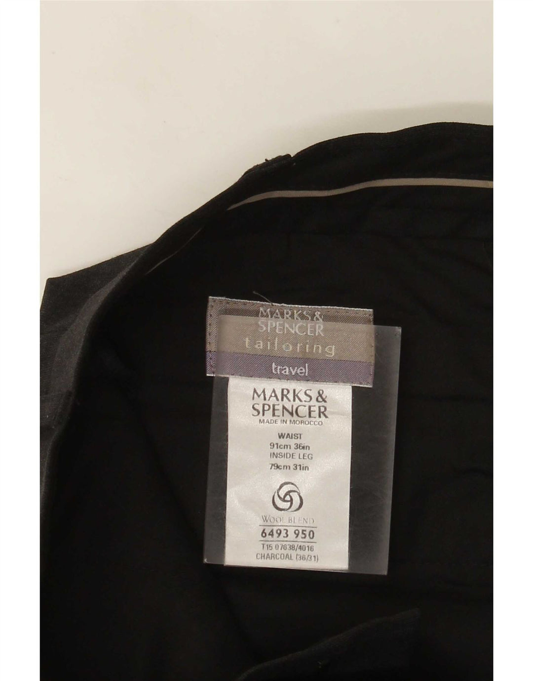 Pantaloni da abito con pegging sartoriali da uomo Marks & Spencer W36 L31 poliestere grigio