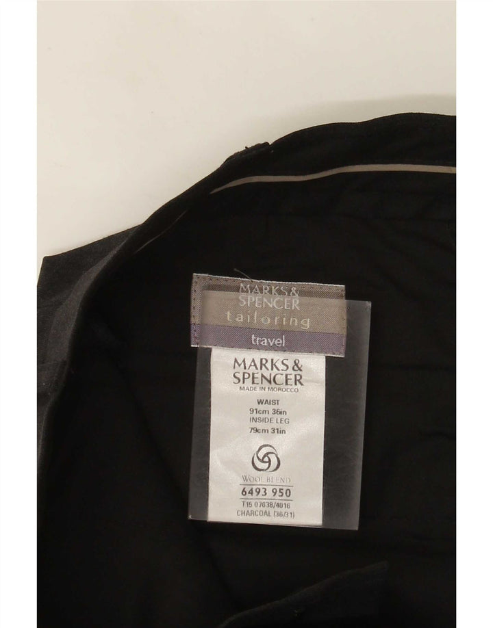 Pantaloni da abito con pegging sartoriali da uomo Marks & Spencer W36 L31 poliestere grigio