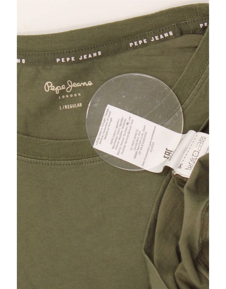 PEPE Jeans T-shirt regolare da uomo Top grande in cotone kaki
