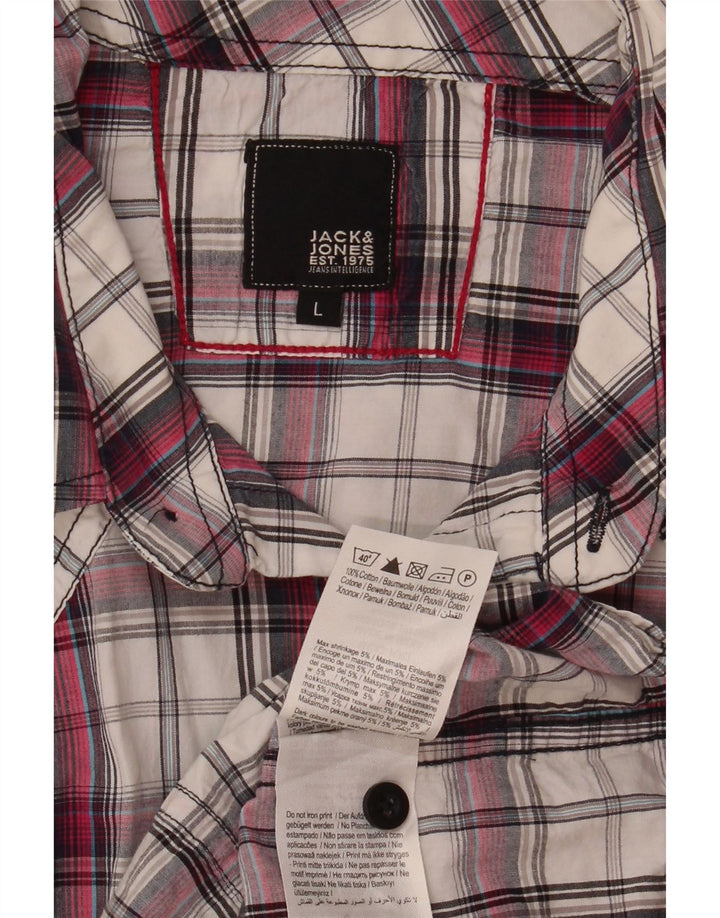Jack & Jones Camicia grafica da uomo in cotone a quadri bianchi grandi