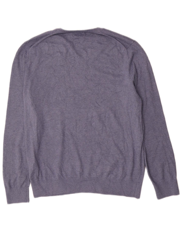 Maglione da uomo con scollo a V Nautica, cotone medio blu navy