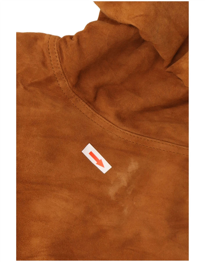 Giubbotto bomber vintage in pelle scamosciata da uomo IT 56 3XL in pelle scamosciata marrone