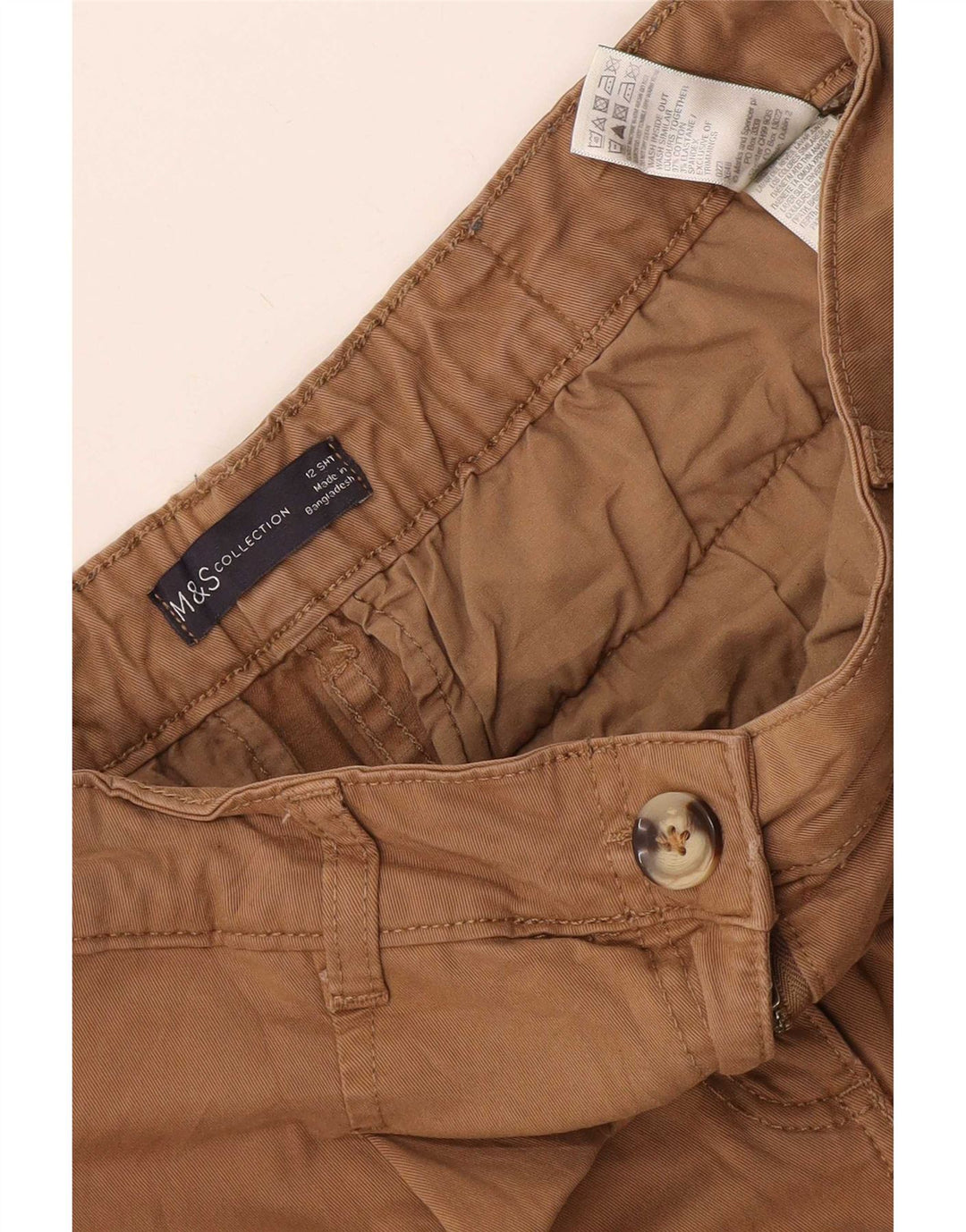 Pantaloni cargo corti Marks & Spencer da donna UK 12 medi W34 L26 Beige