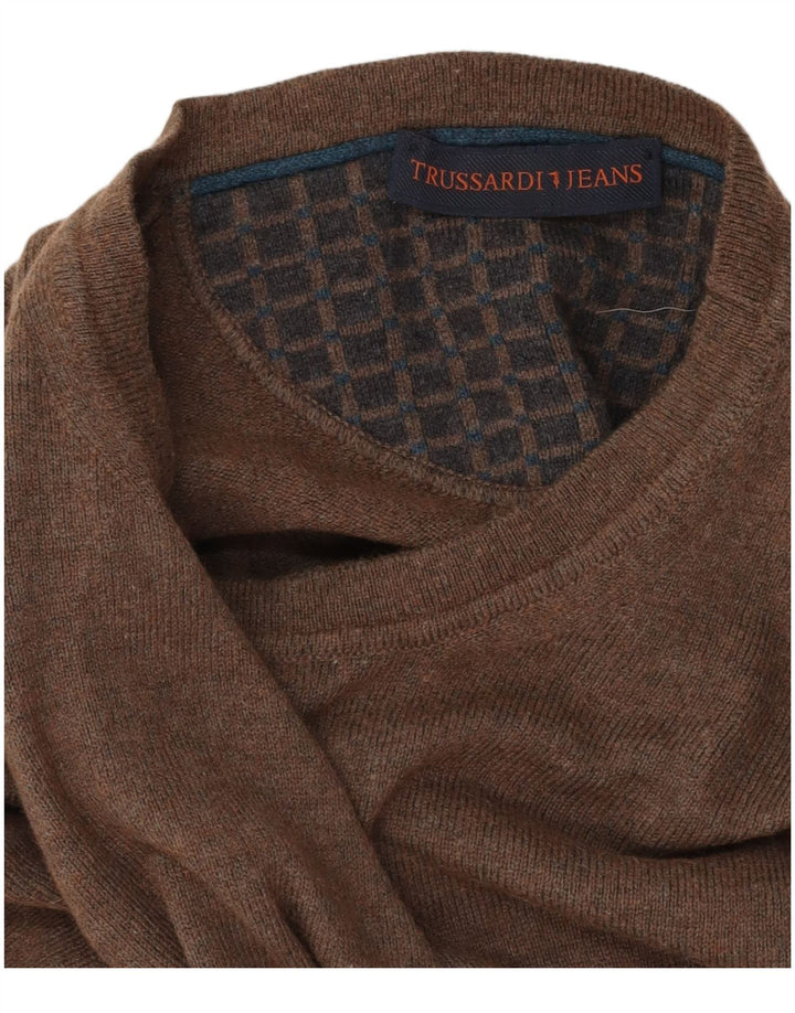 Maglione Maglione Girocollo Uomo Trussardi Jeans Marrone Medio