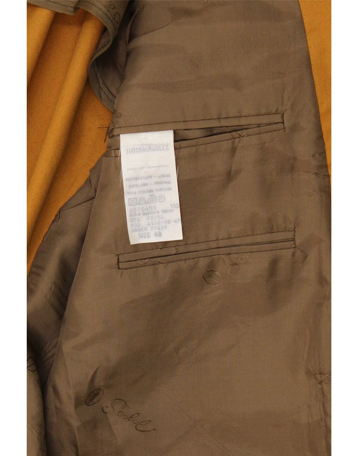 Abito vintage da uomo a 2 bottoni e 2 pezzi IT 48 medio W32 L32 in cotone giallo