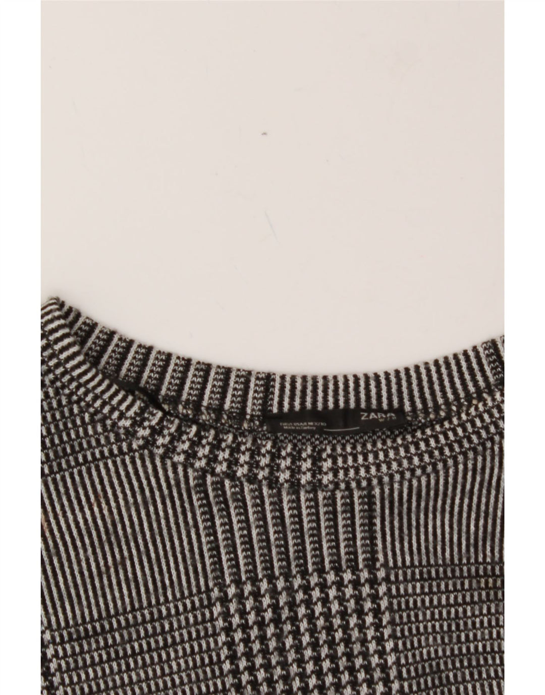 ZARA Womens Boat Neck Jumper Sweater UK 16 Large Grey Houndstooth Vintage Zara and Second-Hand Zara from Messina Hembry 