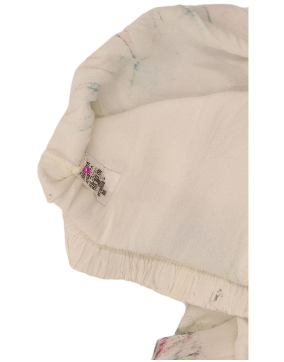 Pantaloni Harem vintage da donna medi W28 L29 viscosa tie-dye bianca