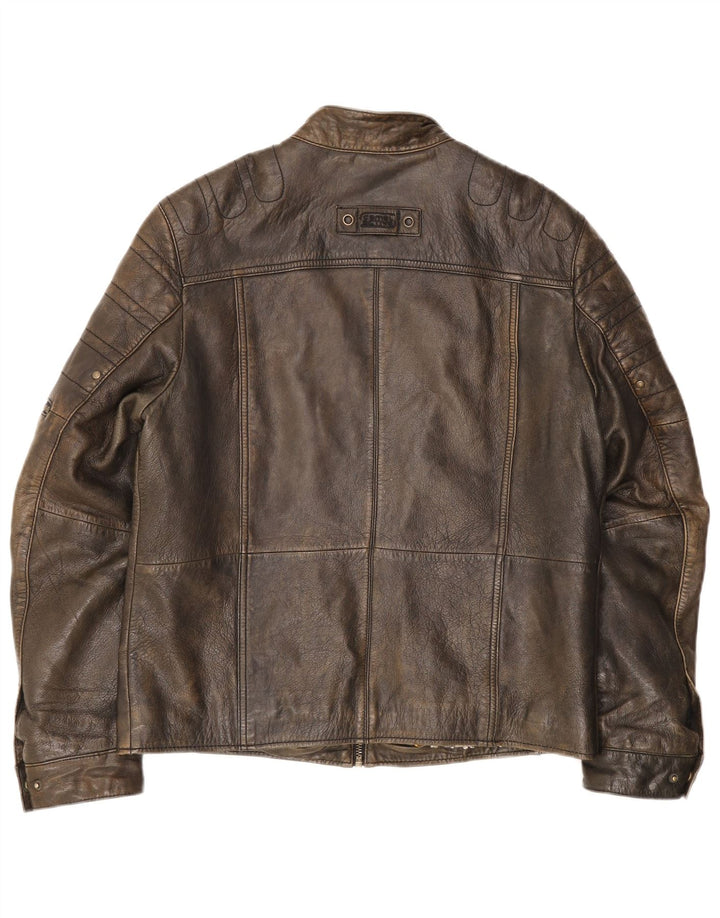 Giacca da pilota in pelle da uomo Camel Active IT 50 Large Marrone