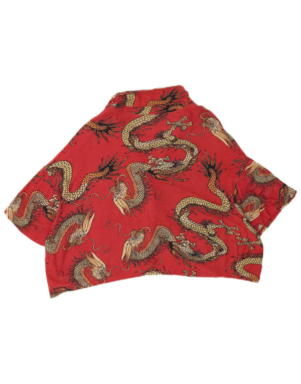 Urban Outfitters Womens Crop Abstract Pattern Shirt Blouse UK 16 Large Red