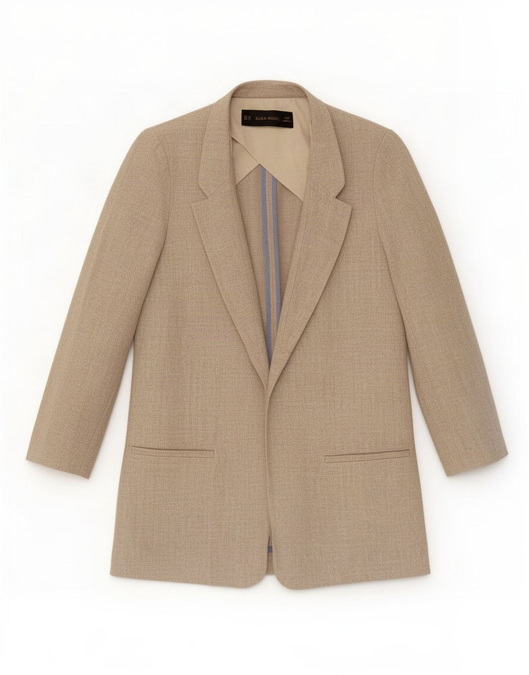 Giacca blazer aperta oversize da donna Zara UK 6 XS Lino beige
