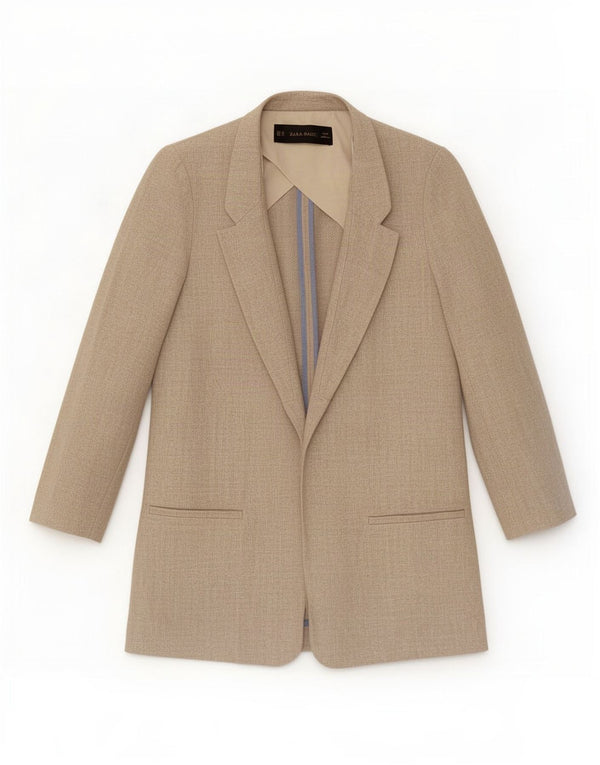 Giacca blazer aperta oversize da donna Zara UK 6 XS Lino beige