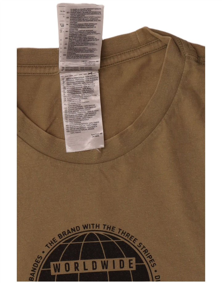 T-shirt grafica regolare da uomo Adidas Small in cotone kaki
