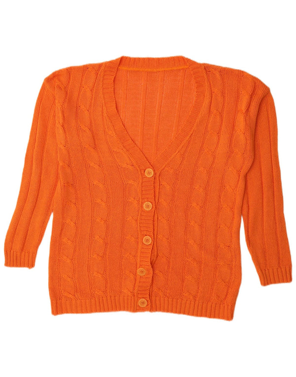 Maglione cardigan da donna vintage UK 16 grande arancione