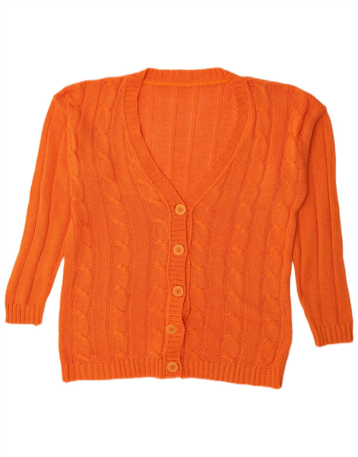 Maglione cardigan da donna vintage UK 16 grande arancione
