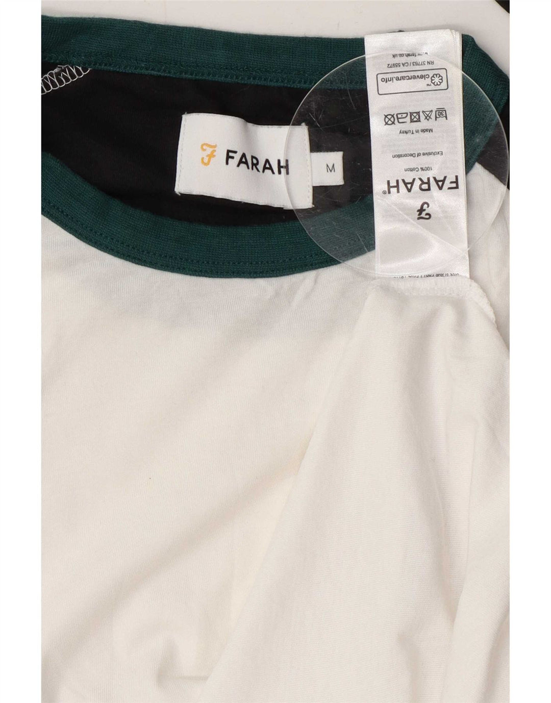 Top da uomo Farah a maniche lunghe in cotone color block bianco medio