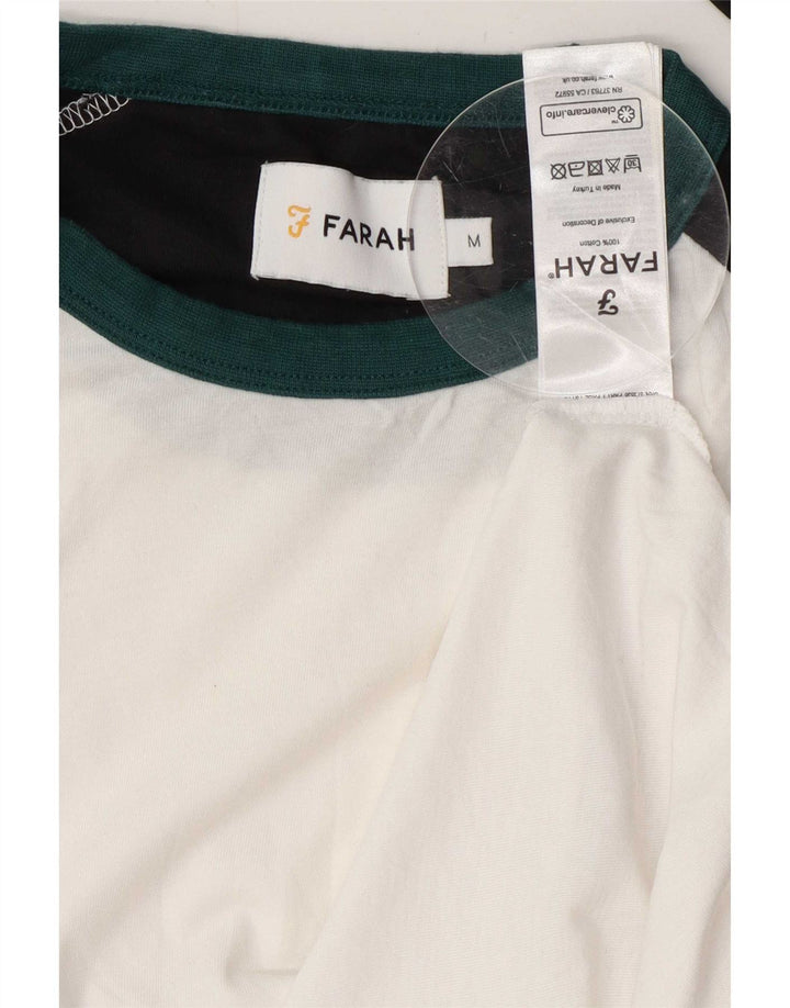 Top da uomo Farah a maniche lunghe in cotone color block bianco medio