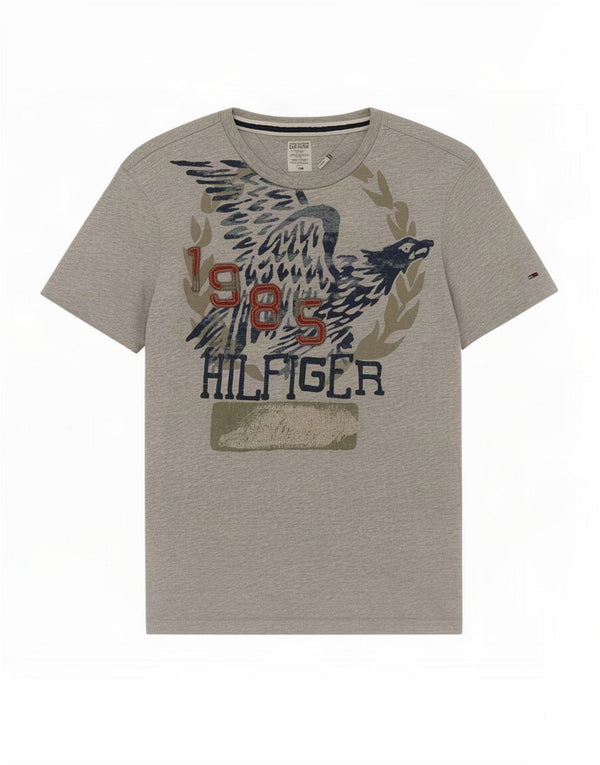 T-shirt grafica da uomo Tommy Hilfiger Top in cotone chiazzato grigio medio