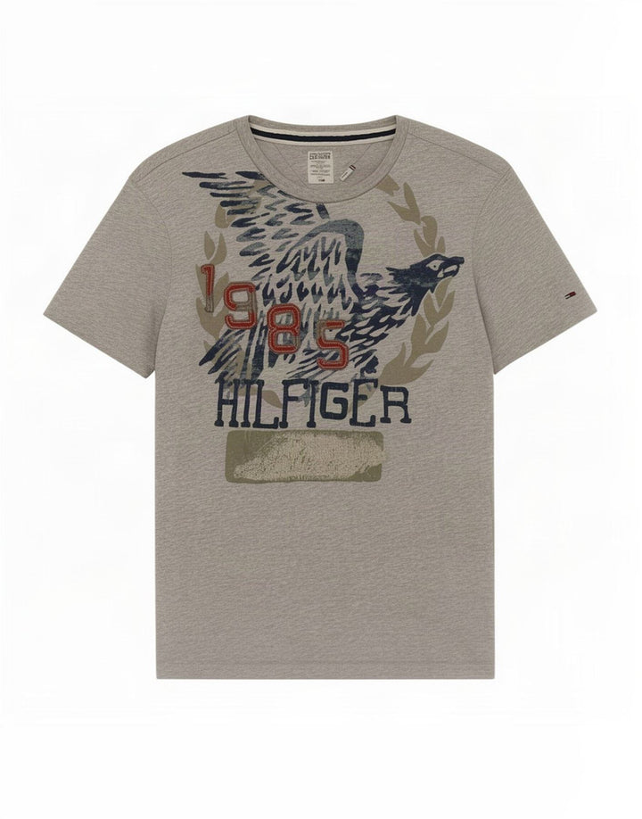 T-shirt grafica da uomo Tommy Hilfiger Top in cotone chiazzato grigio medio