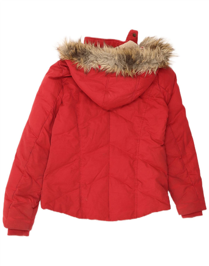 Giacca imbottita con cappuccio da donna FAT FACE UK 10 piccola rossa in poliestere