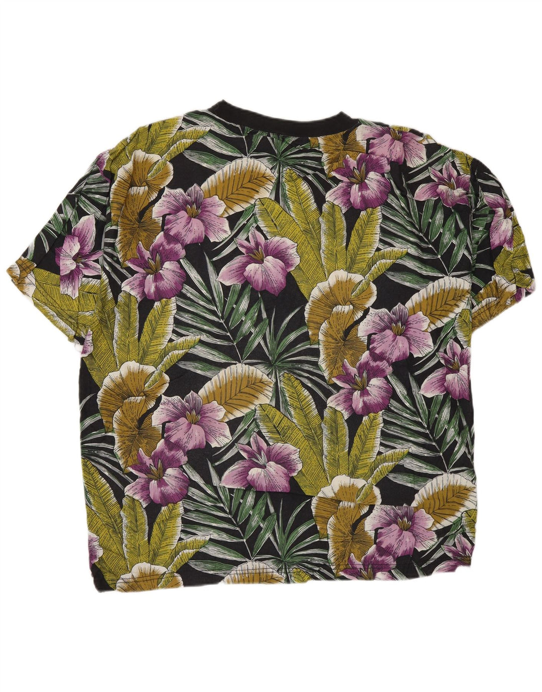 T-shirt vintage da uomo Top in rayon floreale multicolore medio