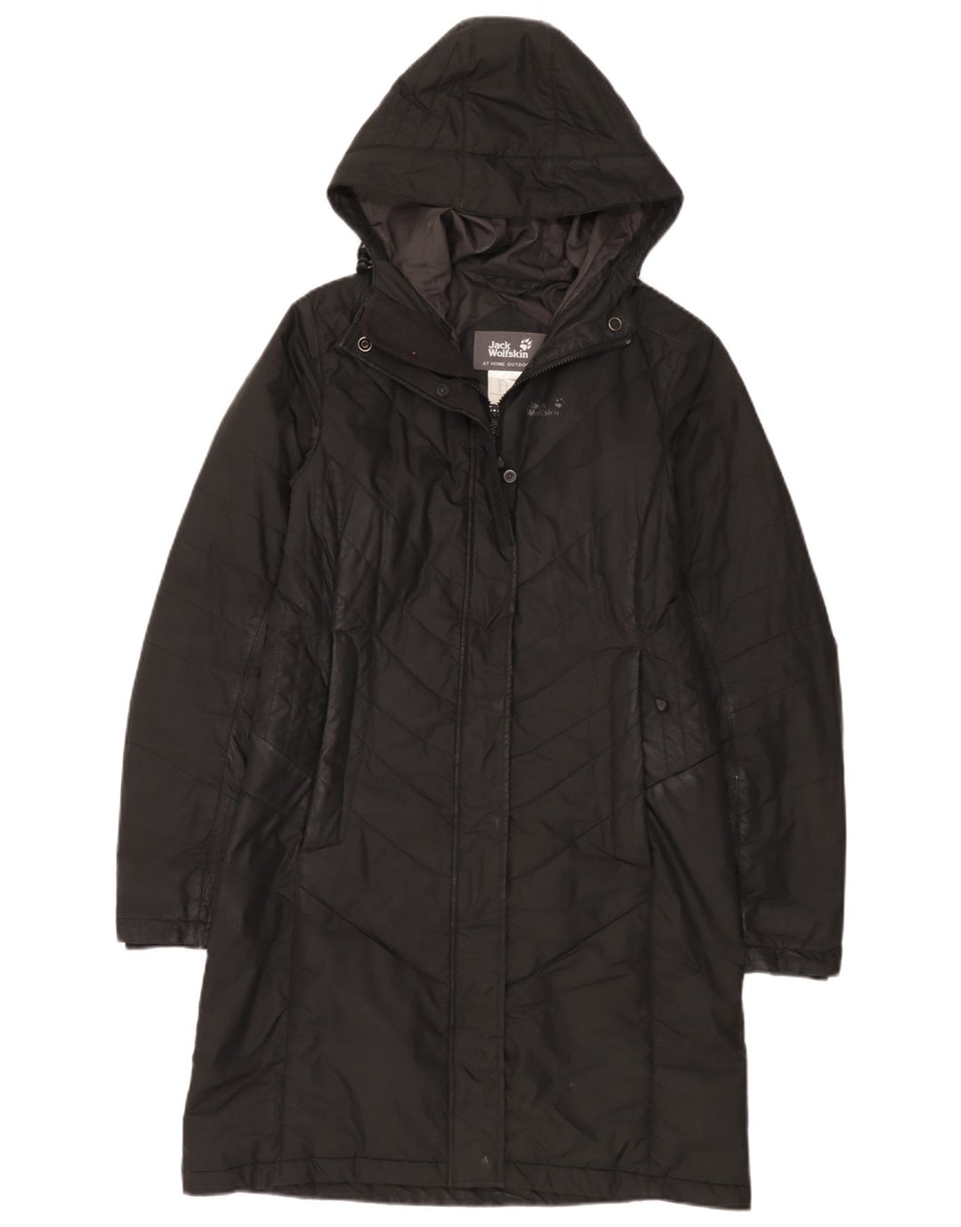 Cappotto imbottito con cappuccio da donna Jack Wolfskin UK 10 piccolo poliestere nero