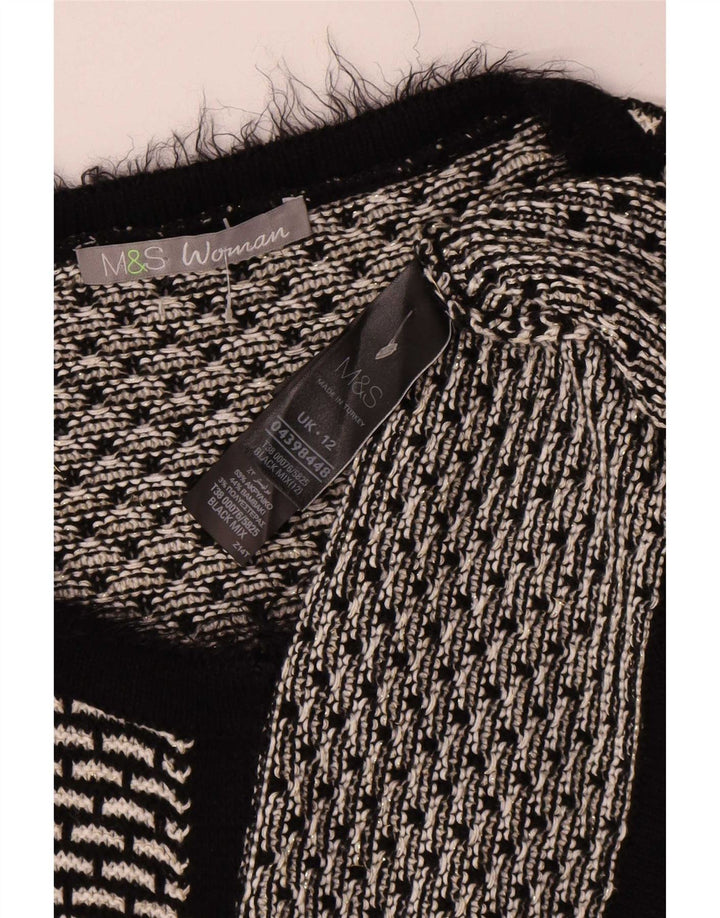 Maglione cardigan da donna Marks & Spencer UK 12 Medio Nero geometrico