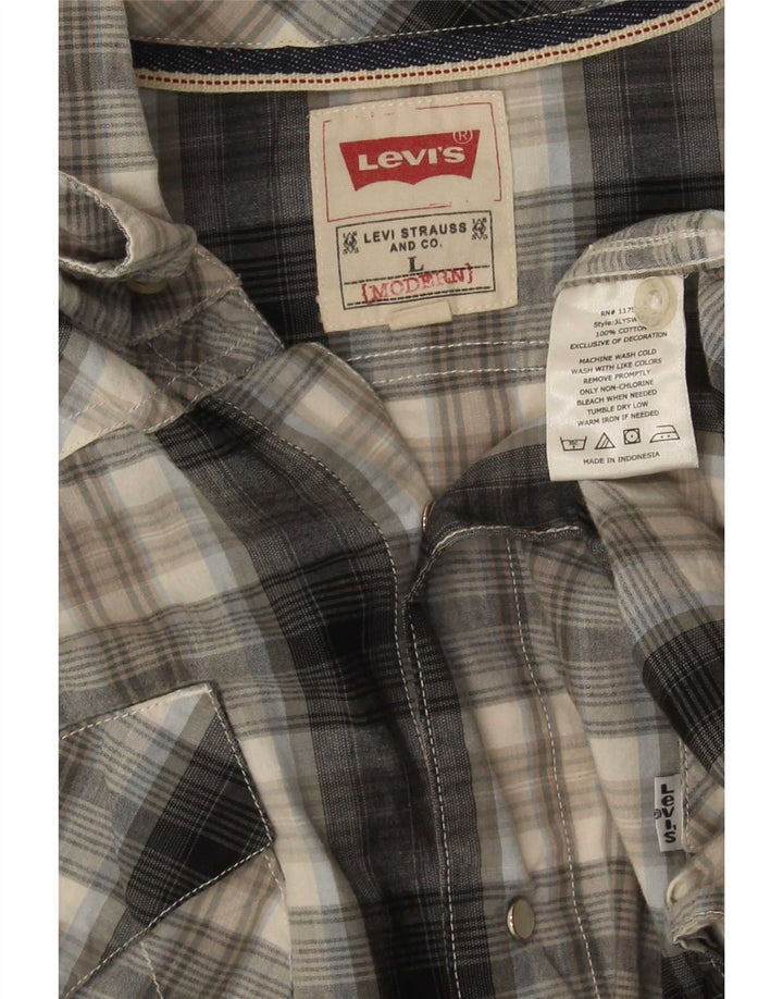Levi's Camicia moderna a maniche corte da uomo in cotone scozzese grande grigio