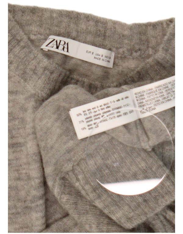 Zara Womens Oversized Turtle Neck Jumper Sweater UK 10 Small Grey Wool